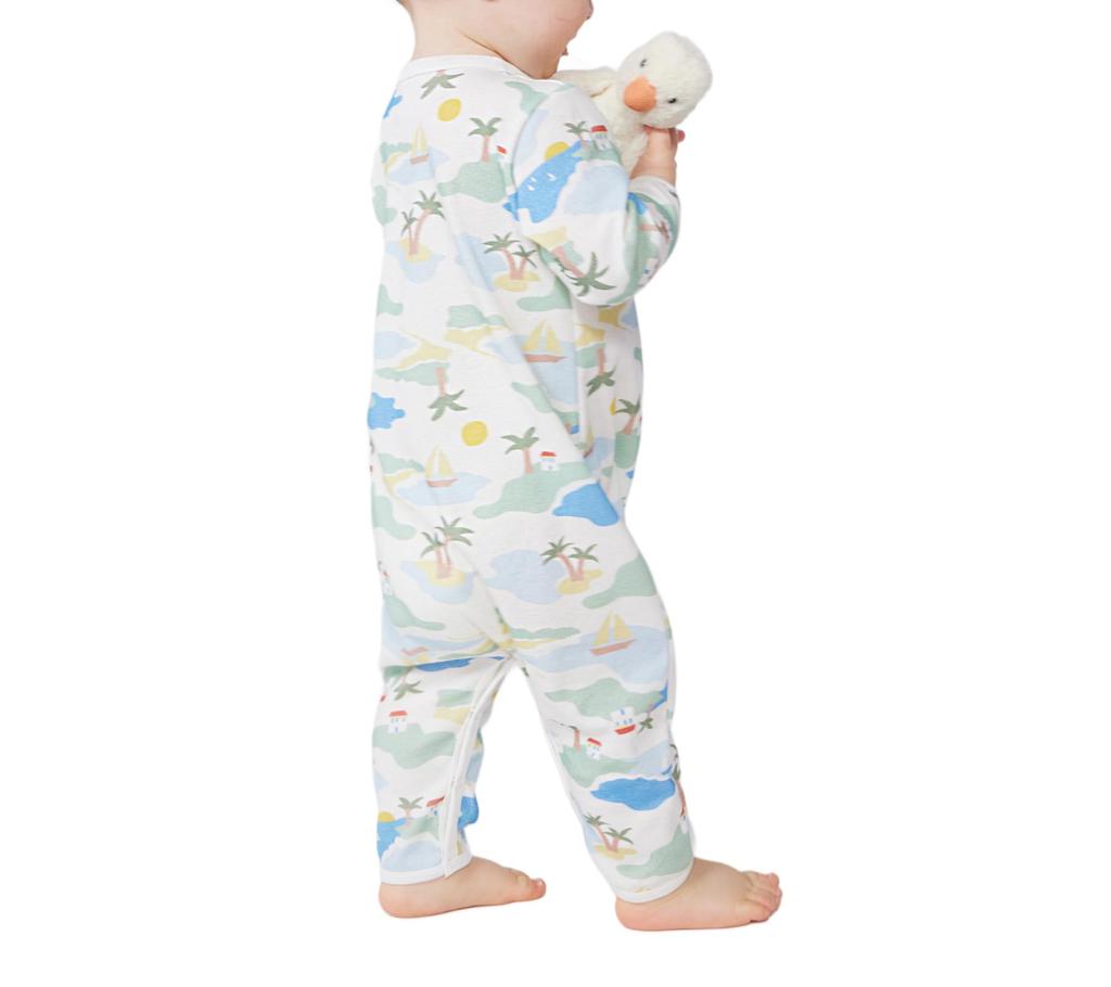 Petit Bateau A0CNE Footless 6 Months Romper, Off-White/Multicolor, 67cm,