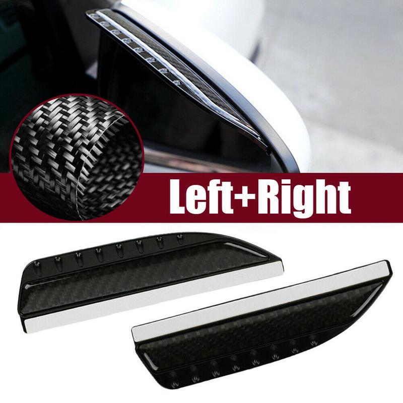 2pcs Universal Black Real Carbon Fiber Rear View Side Mirror Visor Shade Water Rain Shield Guards Exterior Parts for Car Truck
