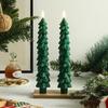 Remote Control Window Candles Green Christmas Tree Flameless LED Candle, 9.8" Battery Operated Taper Candles, Dorm Room Decorative Lighting
