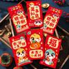 6Pcs Redness Envelopes for Traditional Spring Festival Snake Year Money Packets Paper Bag Hongbao for New Year