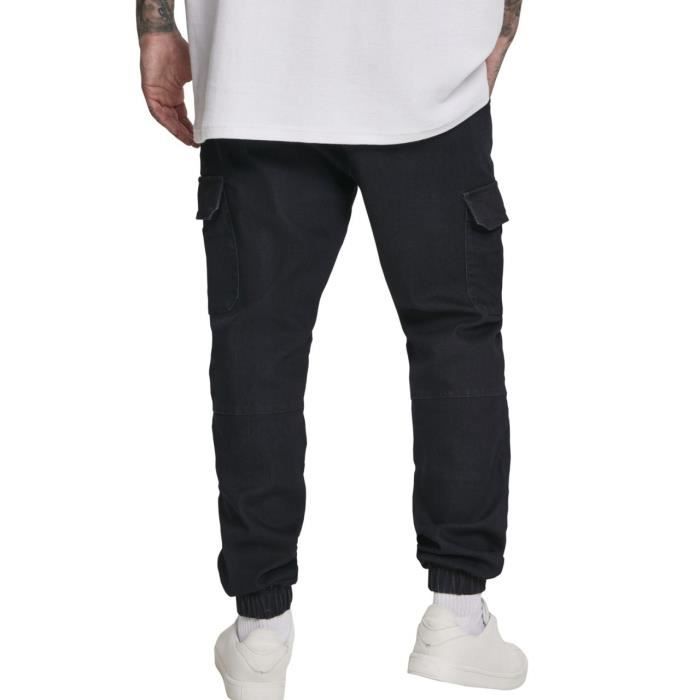 Jean Cargo Baggy En Denim Noir - URBAN CLASSICS - CARGO Jogging Denim - Coupe Cargo - Taille Standard - Homme