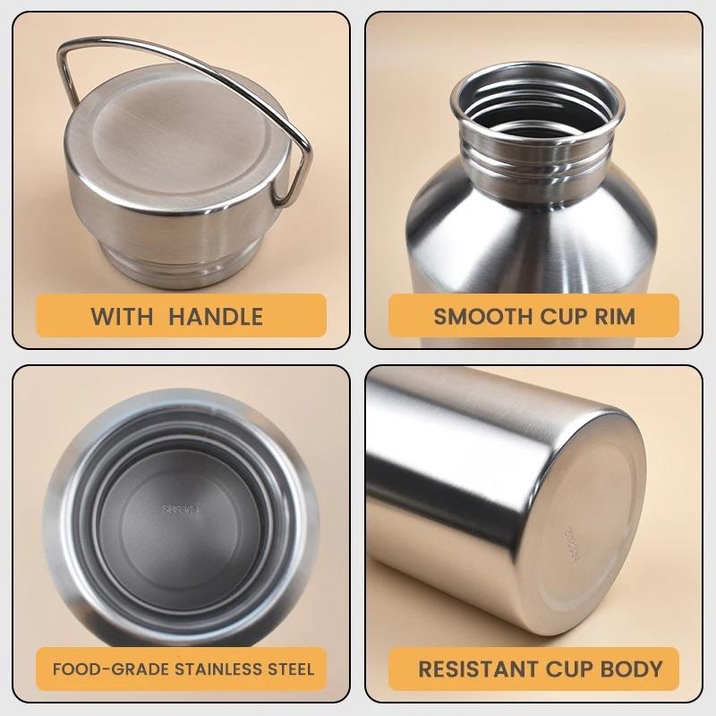 2000ML Large Capacity Stainless Steel Sports Water Bottle,Non-Insulated Flask for Cold&Hot Leakproof Travel Mug for Outdoor