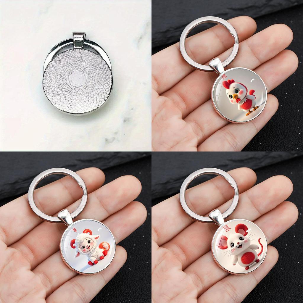 Chinese Zodiac Sign Keyring With Adorable Animal Motifs Zinc Alloy For Holiday Present