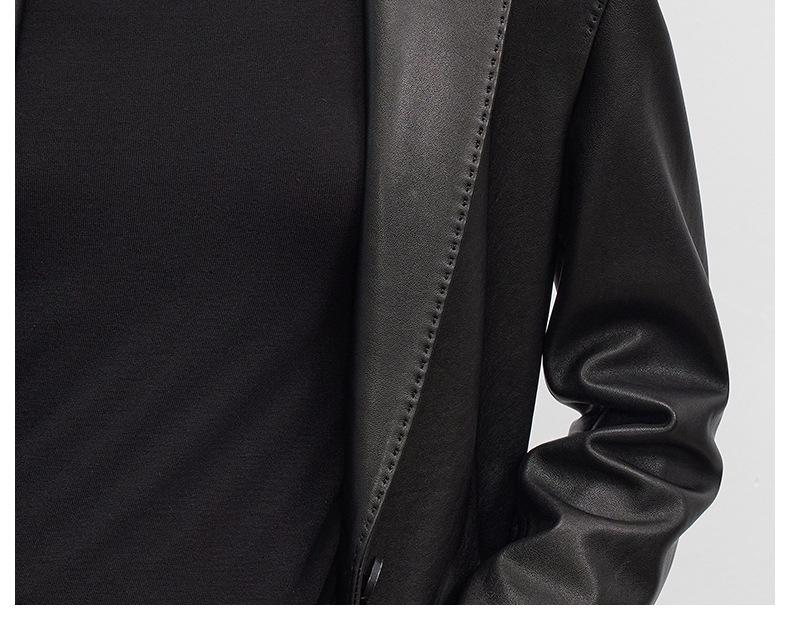 2025 Spring Women's Vintage Mid-Length Genuine Sheepskin Leather Jacket