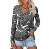 Women's Casual Fashion Sexy Comfort Halloween Printed V-Neck Button Long Sleeve