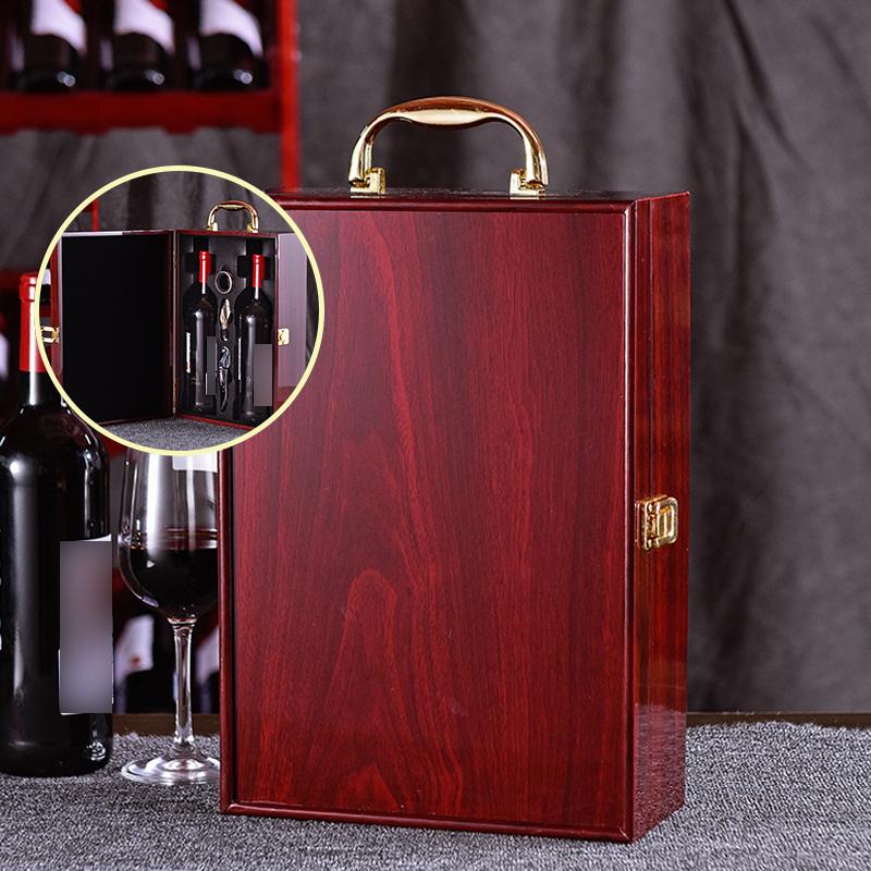 

Лакированная подарочная коробка для упаковки красного вина Деревянная коробка двойная упаковка подарочная коробка для вина Универсальный деревянный упаковочный пакет для вечеринок с друзьями 24.5x10.5x35cm