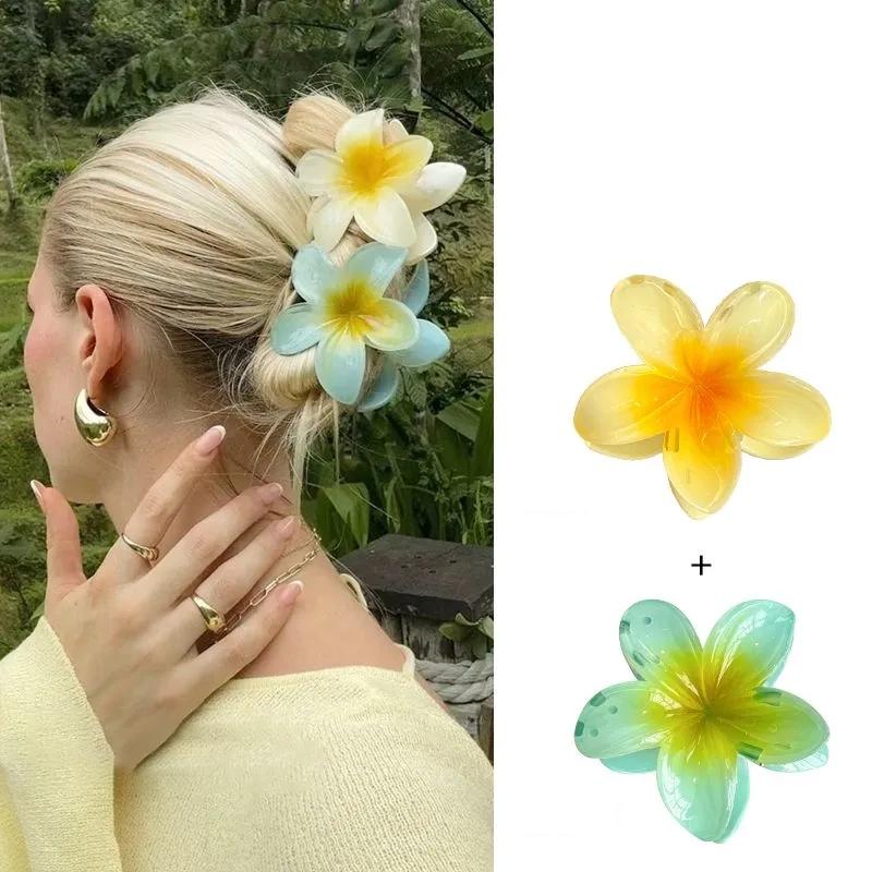 2pcs Frangipani Grasp The Temperament Hairpin Travel Photography Advanced Atmosphere Clip Headband