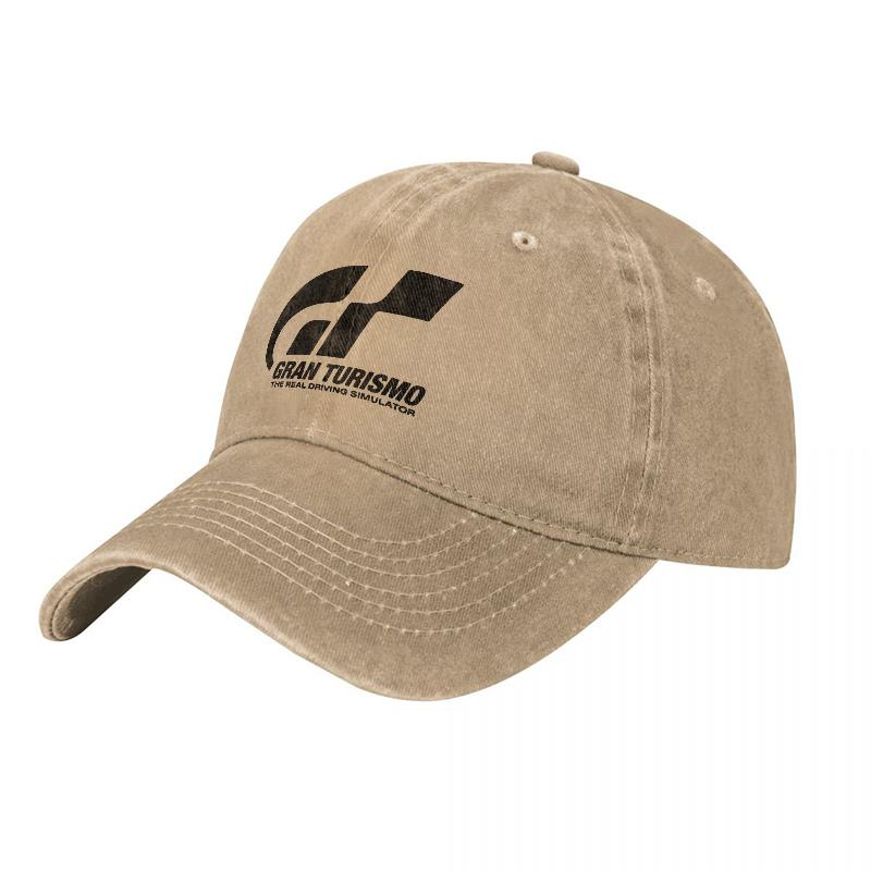 Gran Turismo Logo Washed Cotton Baseball Cap Unisex Adjustable Fit Classic Style For Casual Outdoor Wear