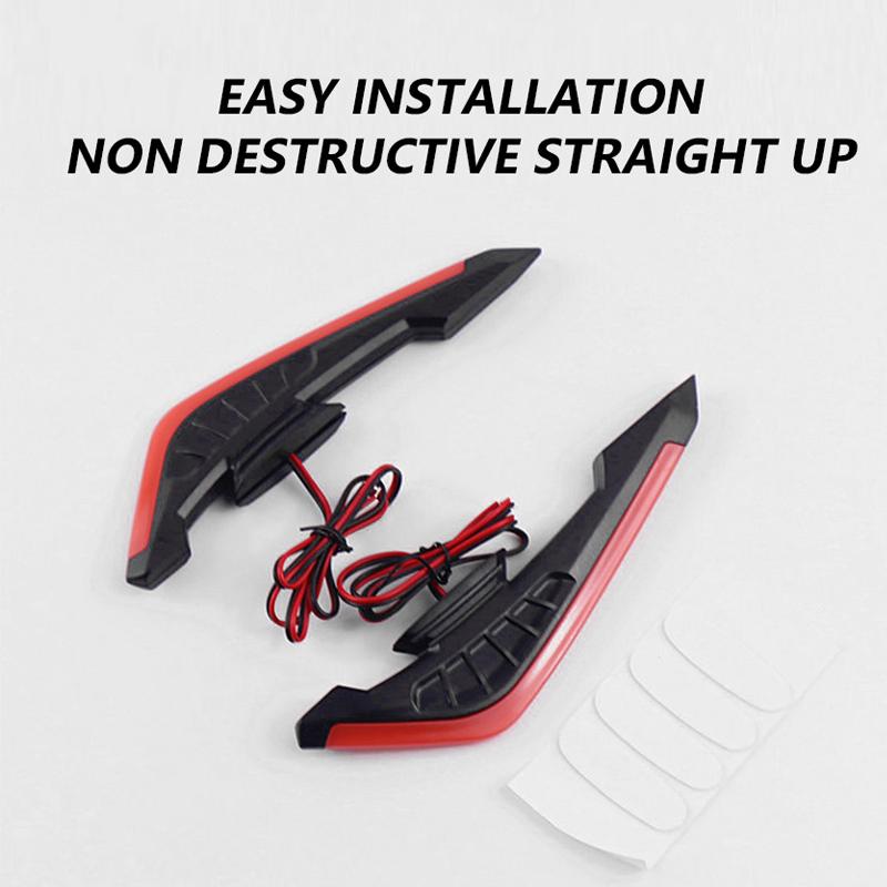 2Pcs Motorcycle Front Side Spoiler Winglets Aerodynamic Wing Set Fixed Wind Wings with LED Lights and Adhesive Decoration Sticker