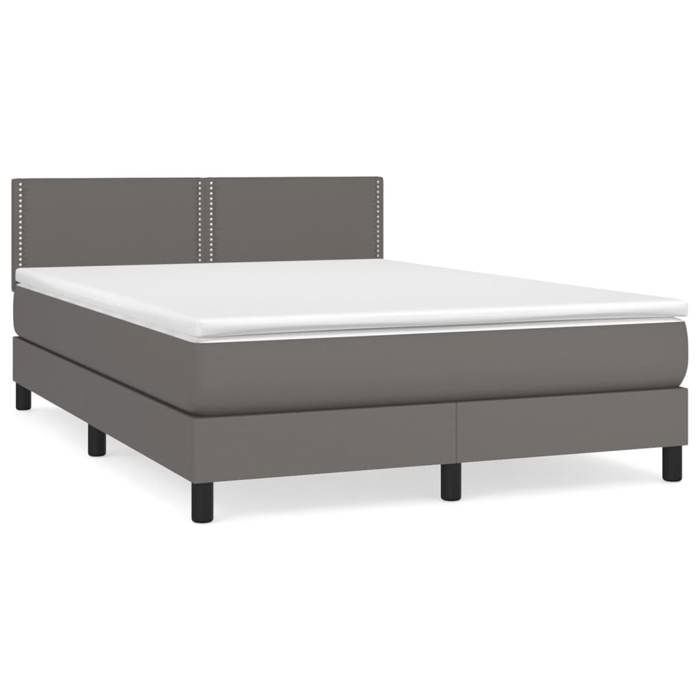 3141069 vidaXL Divan Bed with Mattress Grey 140x200 Cm Faux Leather