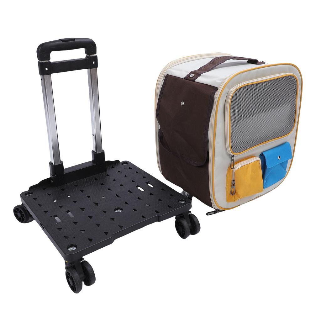 Pet Carrier Backpack with Wheels 2 in 1 Breathable Window Large Capacity Portable Rolling Cat Dog Carrier Bag for Travel