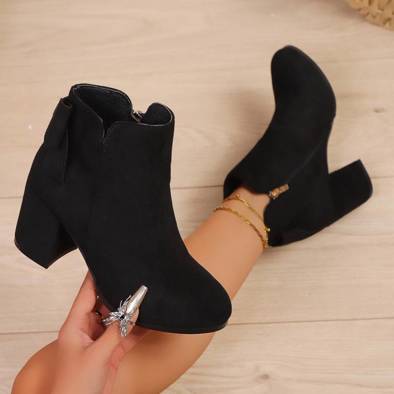 Plus Size Shoes for Women Autumn Winter Fashion Black Red 36-42 Platform Med Heel Ankle Boots Casual Non-slip Shoes