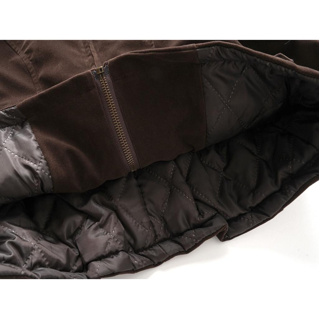 Vintage Fleece Fur Collar Cropped Jacket