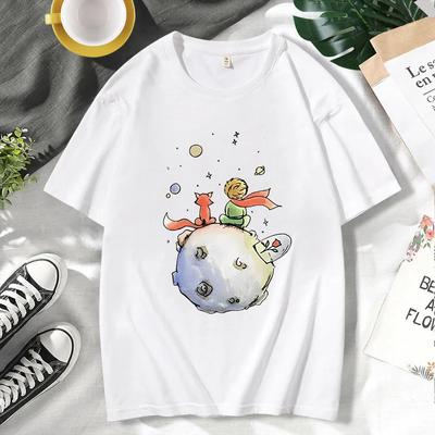 Summer Men's T-Shirt Cotton Cartoon T-shirt Little Prince Print Graphic Tee O-Neck Short Sleeve Men Top T-Shirts Men’s