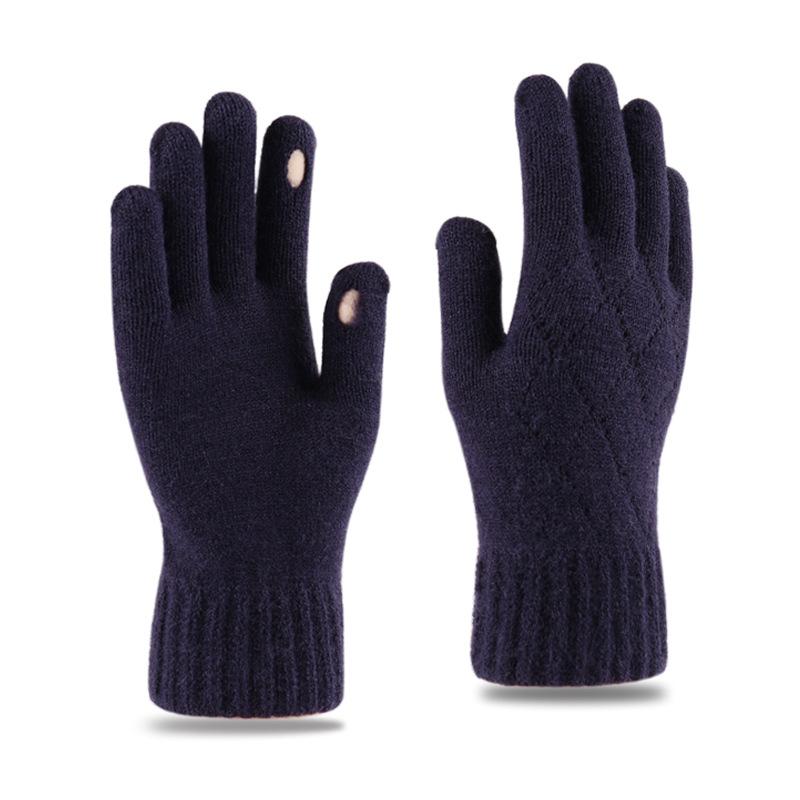 Gloves Men's autumn and winter warm cycling thickened knitted wool cold-proof outdoor riding velvet gloves