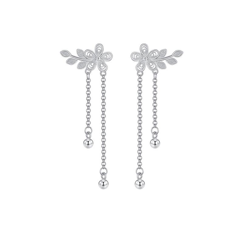 

Белые Изысканные Золотые Серьги-кисточки с цветами и листьями, украшенные камнями CZ