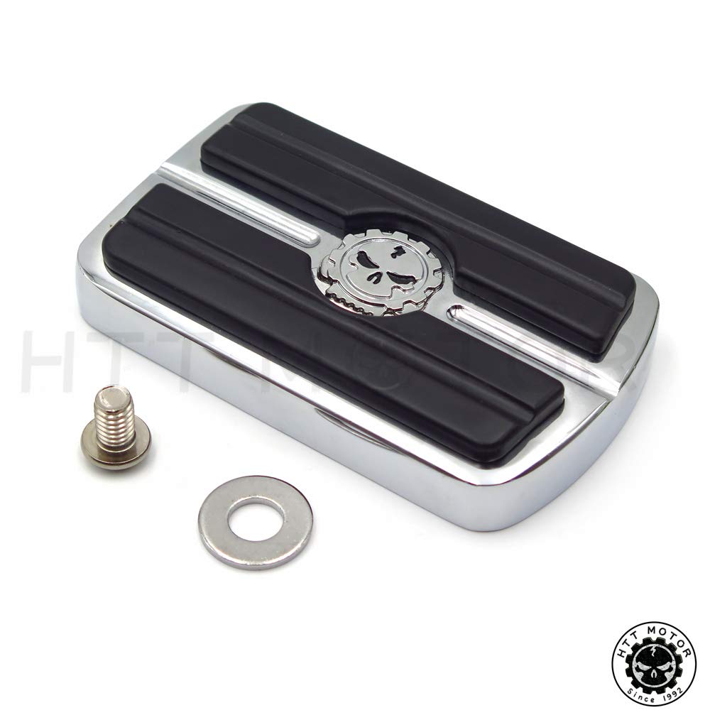 HTTMT MT216-052- Chrome Skull Rear Brake Pedal Cover for Harley Davidson Softail Dyna-Electra Glide