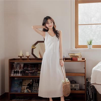 Sommer-Mädchen Schnürung Weiß Ärmellos Weste Rock Damen Sanftes Temperament Dünnes Kleid