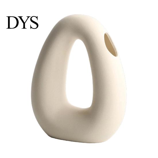 Sophisticated Home Vase Dried Flower Ceramic Vase, Matte Geometric with Hollow Curved Textured Design, Minimalist Modern Tabletop Decor for B жёлтый