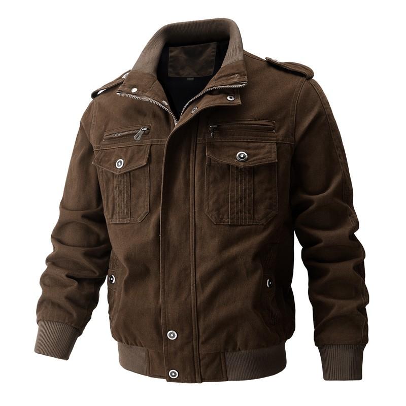 Men's Casual Color Jacket Zipper Pocket Stand Collar