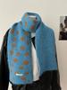 Korean Style Polka Dot Plush Knitted Scarf Soft Thick Color-Block Scarf Thermal Windproof Neck Warmer Scarves