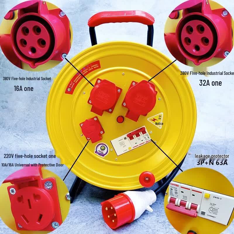 Industrial Rainproof Aviation Plug Extension Cable Reel