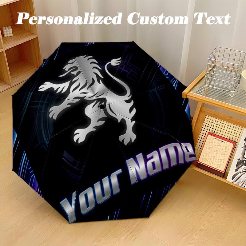 8 Rib Auto Folding Umbrella Sporting CP Print Custom Name Text Portable Rain Gear