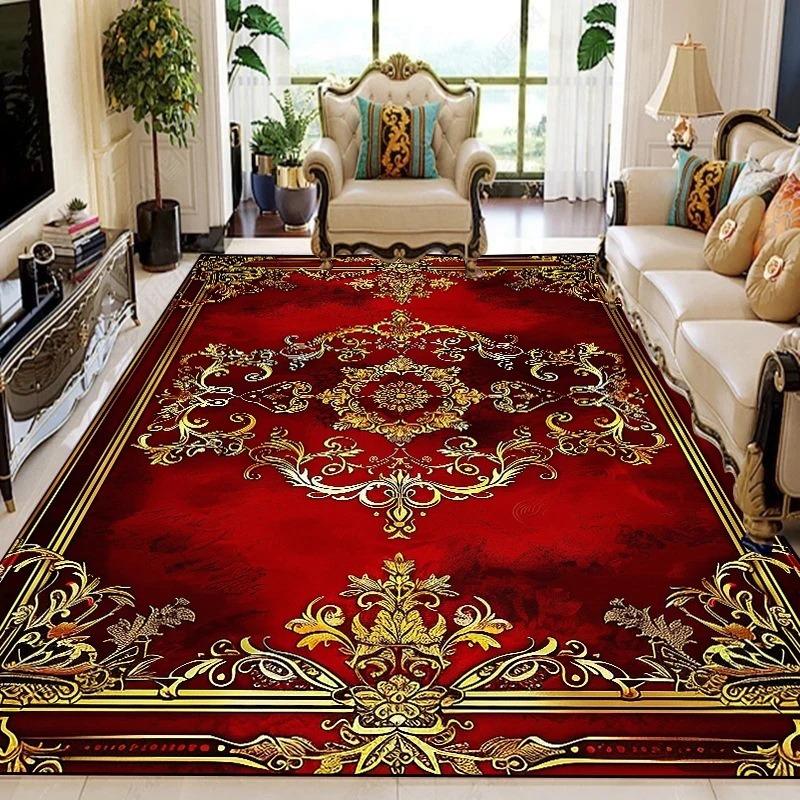 Luxurious Retro Rugs Living Room European Decoration Sofa Area Door Floot Mat Bedroom Cloakroom Soft Non-slip Carpet Home Decor