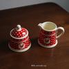 Ceramic England  Polka Dot Cherry  Printing Teaware Set Afternoon Tea Set Service Coffee Set Coffee Tea  Cup Pot Jar