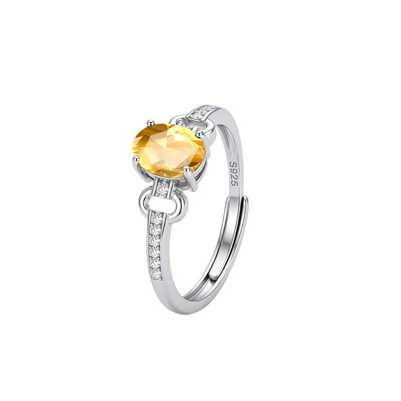 Color Treasure Ring S925 Sterling Silver Horse Buckle Design Natural Topaz Garnet Peridot Light Luxury Living Ring
