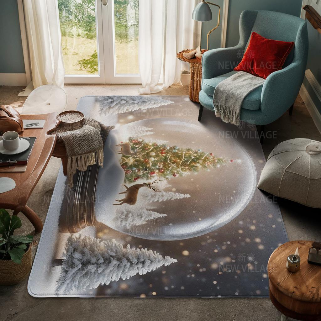 House Entrance Carpet Home Door Mat Living Room Bath Foot Bathroom Non-slip Water Absorption Rugs Bath Merry Christmas Winter