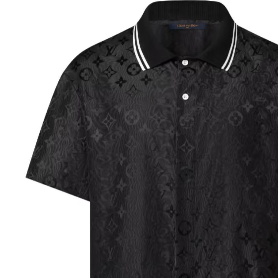 Louis Vuitton Monogram Moire Jacquard Short Sleeved Silk Shirt 1AGTOZ