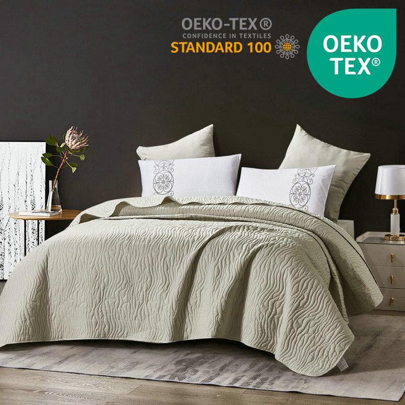 

Spring Ultrasonic European-Style Quilted Bedspread Set - Nordic Brushed Fabric, 3 Pieces, Thickened Quilt 168x229cm Quilt + 50x75cm Pillowcases (2) бежевий