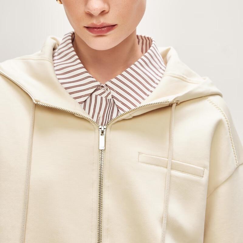 ONLY Women's Loose Dropped Shoulder Double Zip Hooded Sweatshirt