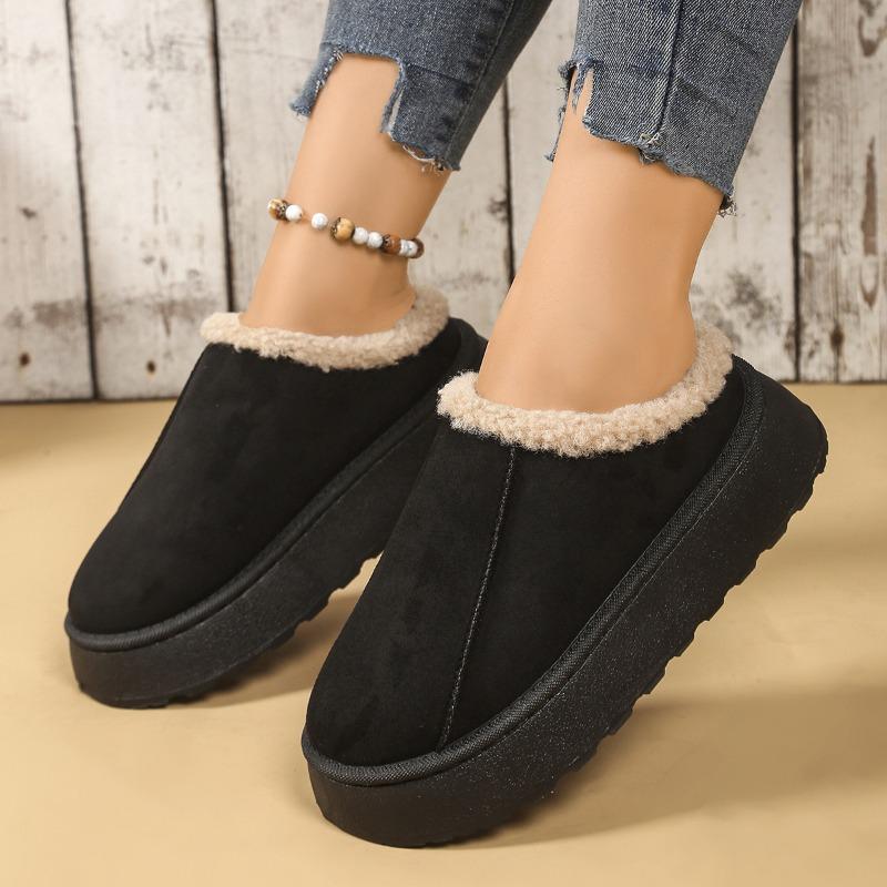 Fashion Winter 2025 Warm Fluffy Woman Slippers Soft Bottom Non Slip Thick Plush Clogs Women Casual Platform House Inddor Shoes Slides