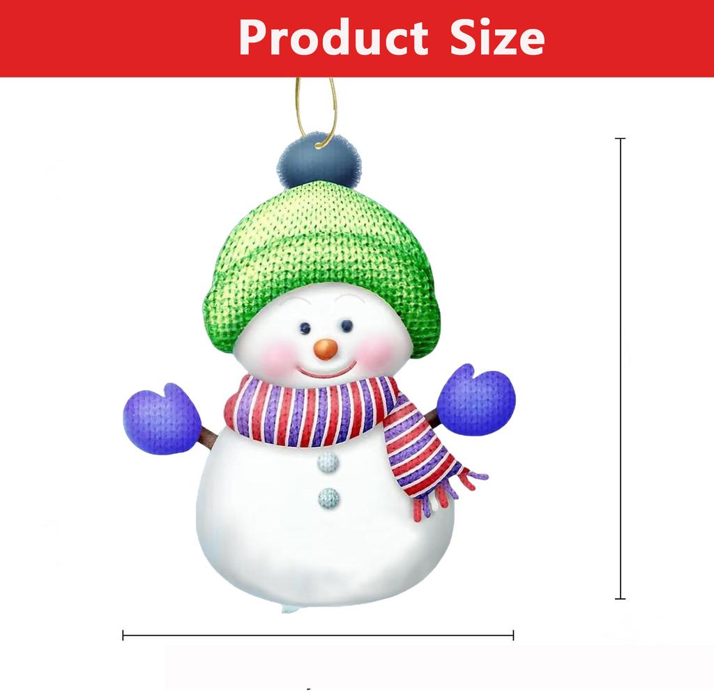Christmas Acrylic 2D Snowman Ornament, Hanging Decor for Car Mirror, Backpack, Tree with Hook, Festive Gift Accessorie