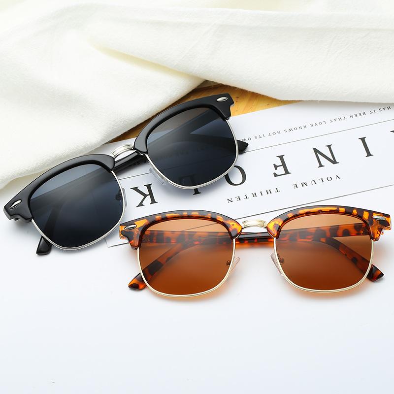 Non-polarized Fashion Square Metal Frame Men Women Brand Design Eye Sun Glasses Women Semi Rimless Classic Men Sunglasses
