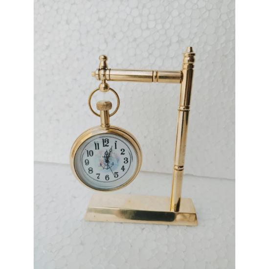 Antique brass nautical table clock for office, collectible unique desk timepiece, unique shelf decor timekeeper for hotel