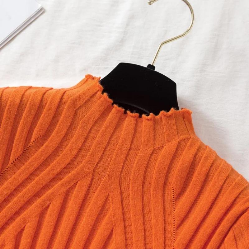 Gestrickte Pullover Frauen Pullover 2023 Hälfte Rollkragen Jumper Pullover Herbst Winter Solide Schlank Chic Streetwear Langarm Top Y2K