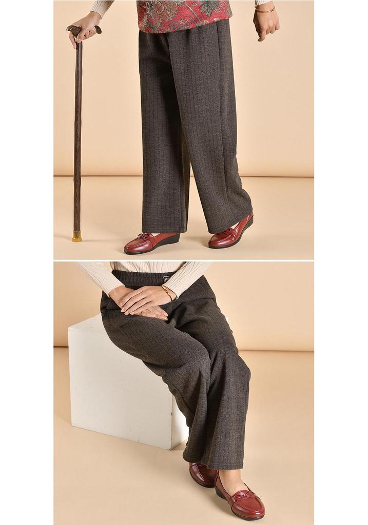 Chic Grandma Plus Size Woolen Pants, Fleece-Lined for Autumn/Winter 