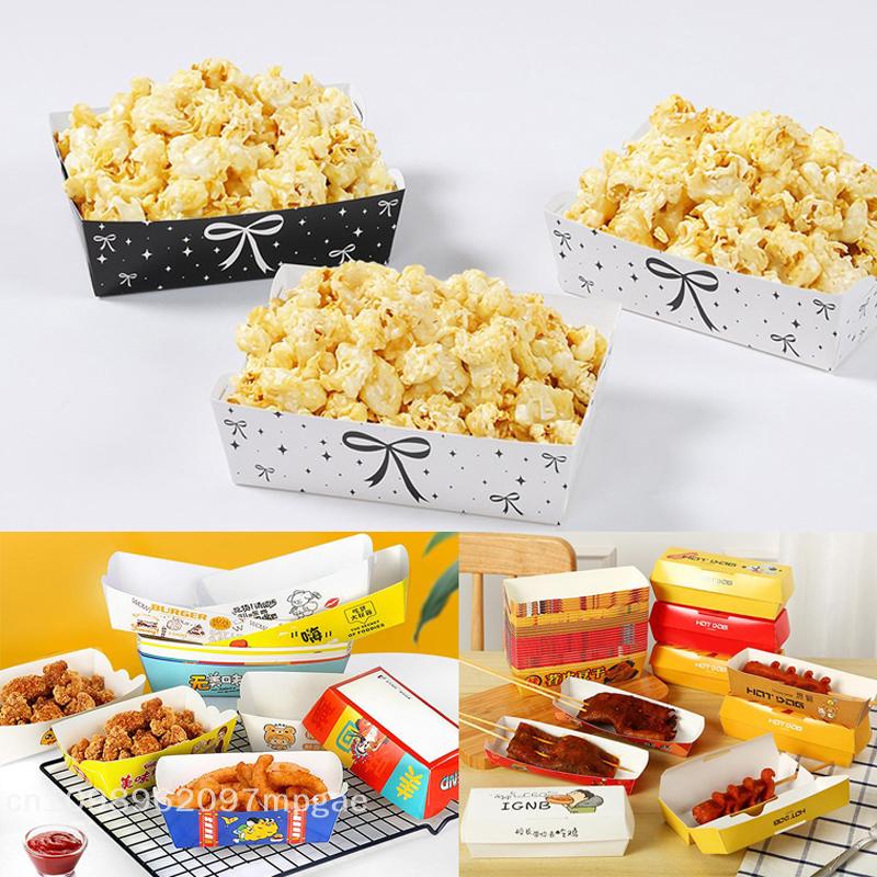 6/100-Pcs Paper Boat Tray | Disposable Grease-Proof Food Box for Party Snacks, Hot Dogs, Cheese Sticks & Street Food vending