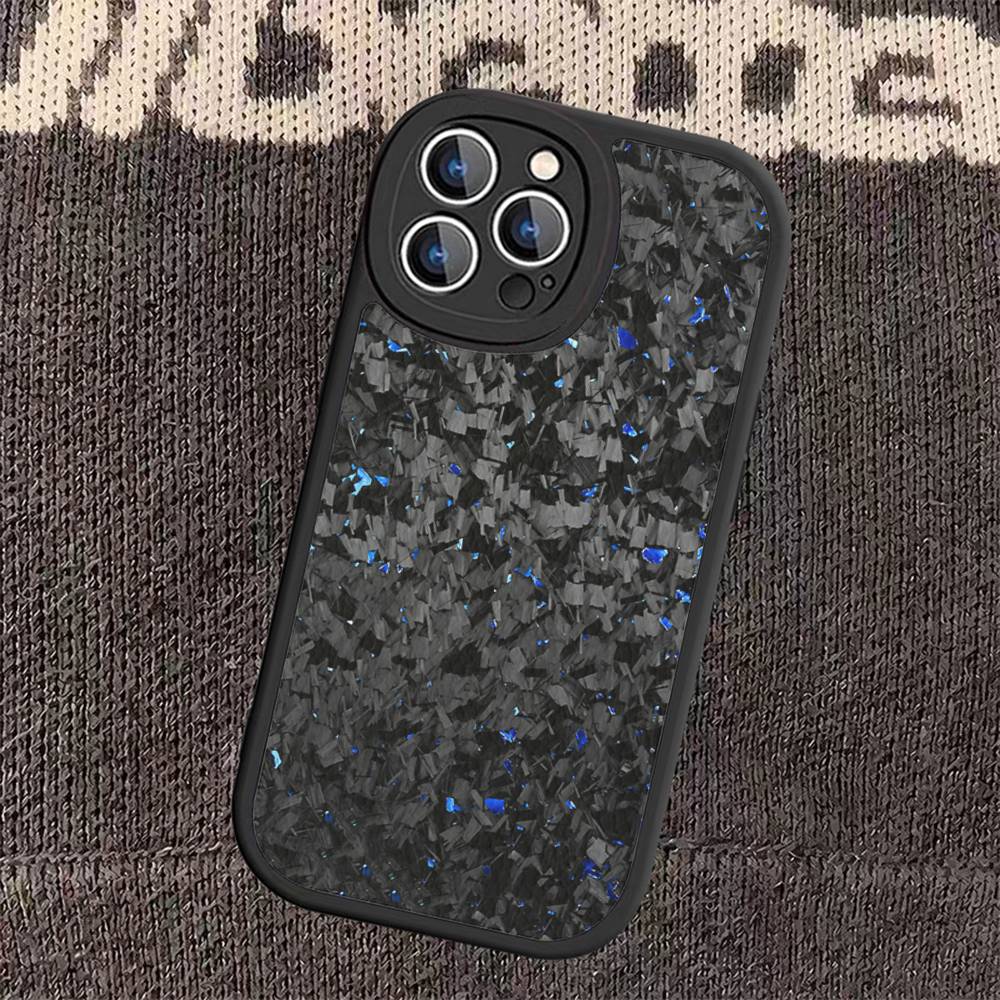 Forged Carbon Fundas Leather Phone Case For IPhone 16 16e 15 14 13 12 11 Pro Max Plus Mini Cover