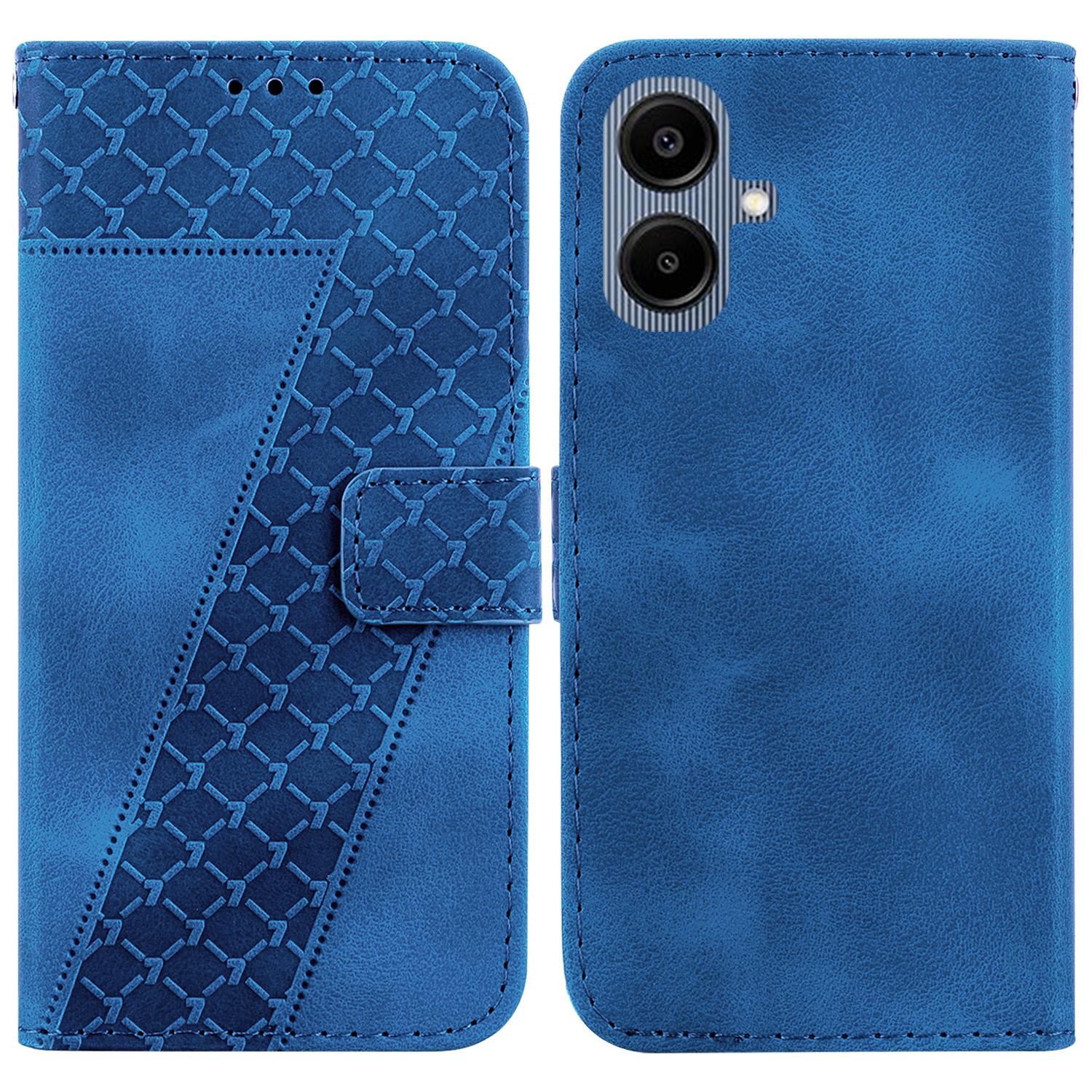 

For Samsung Galaxy A07 5G/A07 4G/A06 4G/A06 5G Stand Case 7-Shaped Pattern Imprint Leather Phone Cover with Strap D