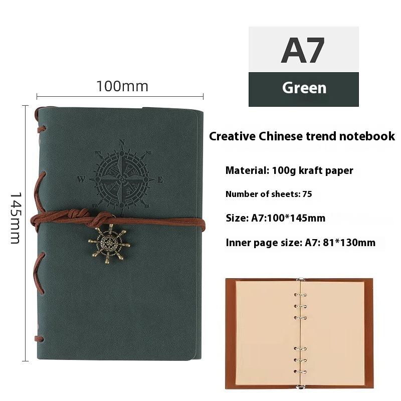 Vintage Pirate Ship Notebook Travel Diary Loose-leaf Notepad