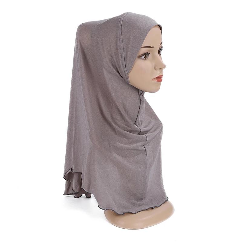 Muslim Scarf Big Girls Plain Hijab Hats Islamic Headscarf Hat Amira Pull On Headwrap Beautiful 10 Years Girl Scarf