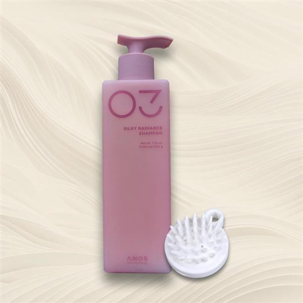 Amos Silky Radiance Shampoo 500g + Shampoo Brush