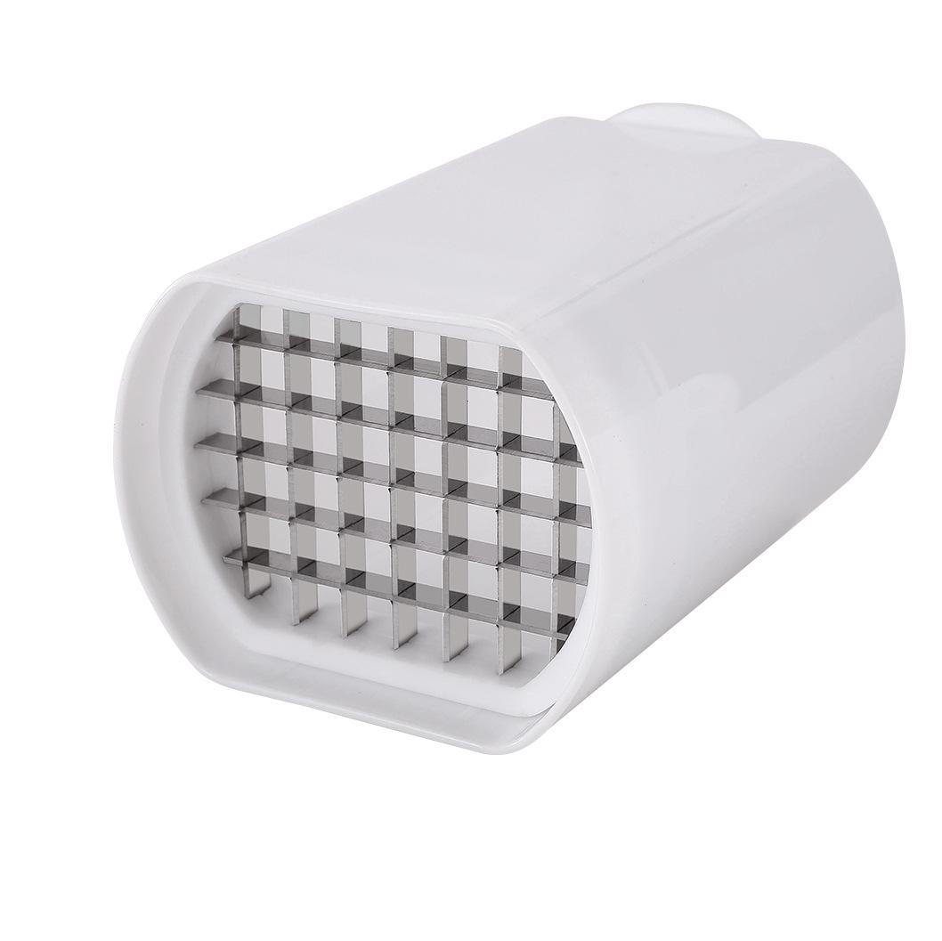 

White Plastic French Fry Cutter with Lid - Potato & Fruit Slicer with Stainless Steel Blade белый