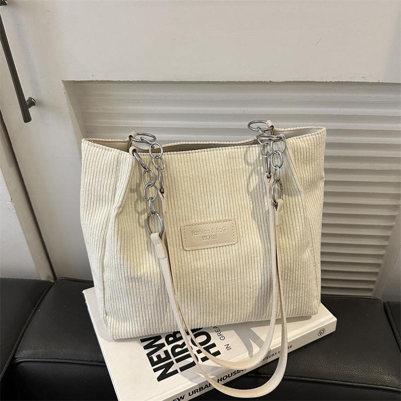 Corduroy large-capacity bag women's shoulder bag niche design commuter satchel popular velvet tote