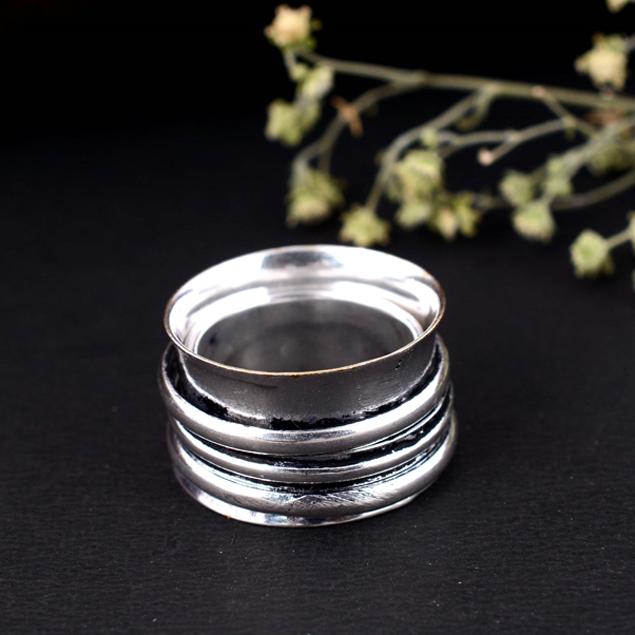 Long Arthritis Splint Ring – Silver Adjustable Thumb Ring, Handmade Therapy Band