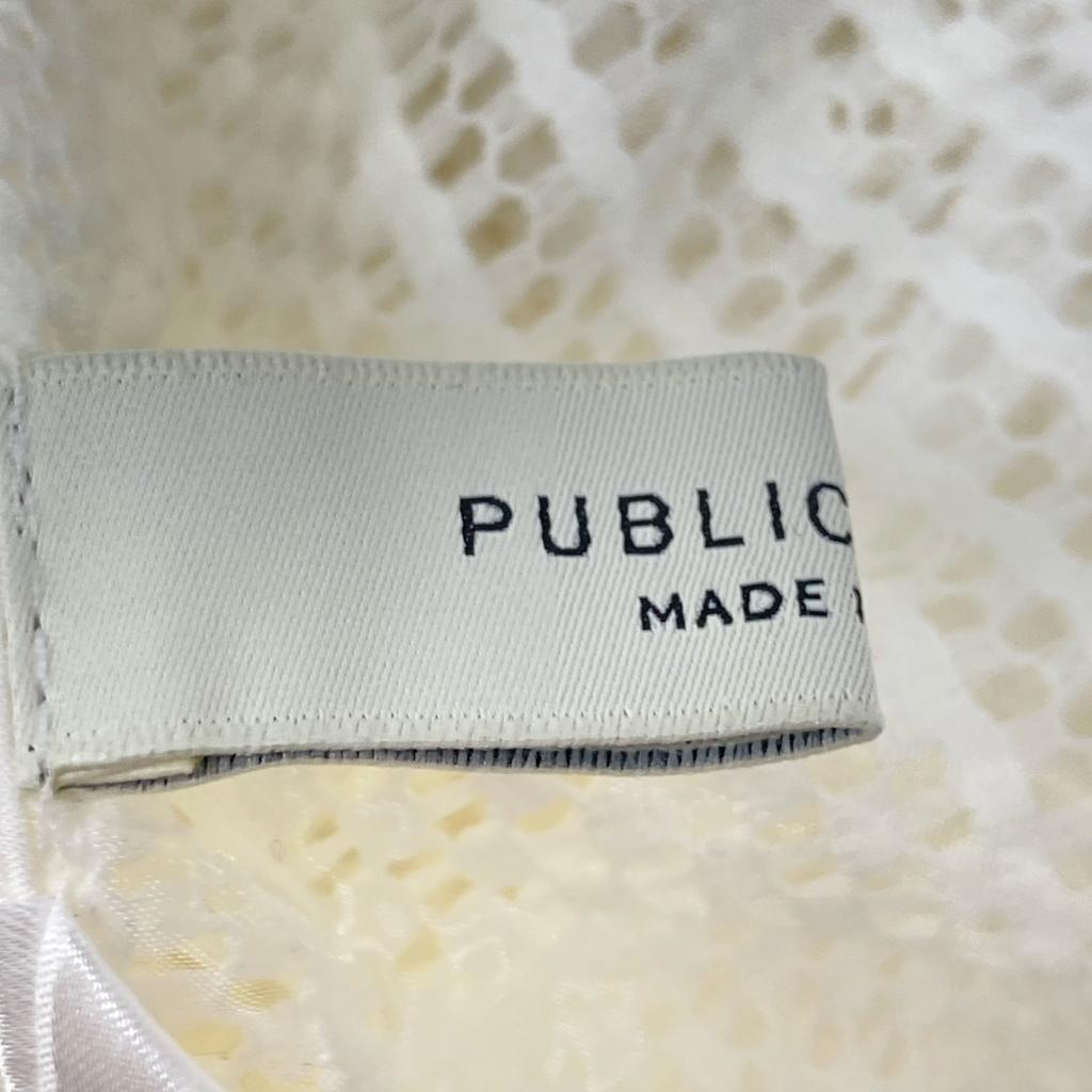 PUBLIC TOKYO White 162353003 Mesh Collarless Jacket Jacket FREE whiteUsed